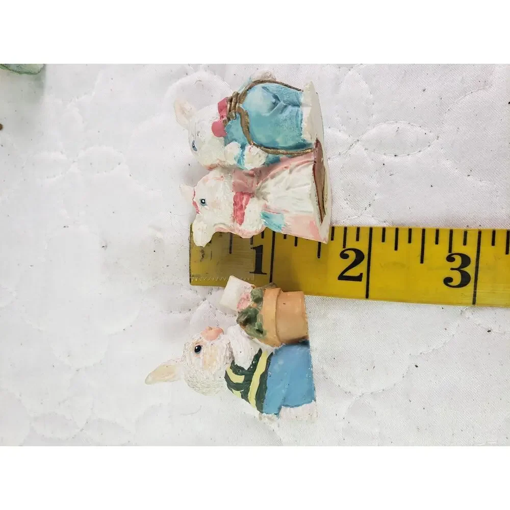 Vintage Easter Bunny Village Figurines Garden Accessories Spring Decor 8 Pcs